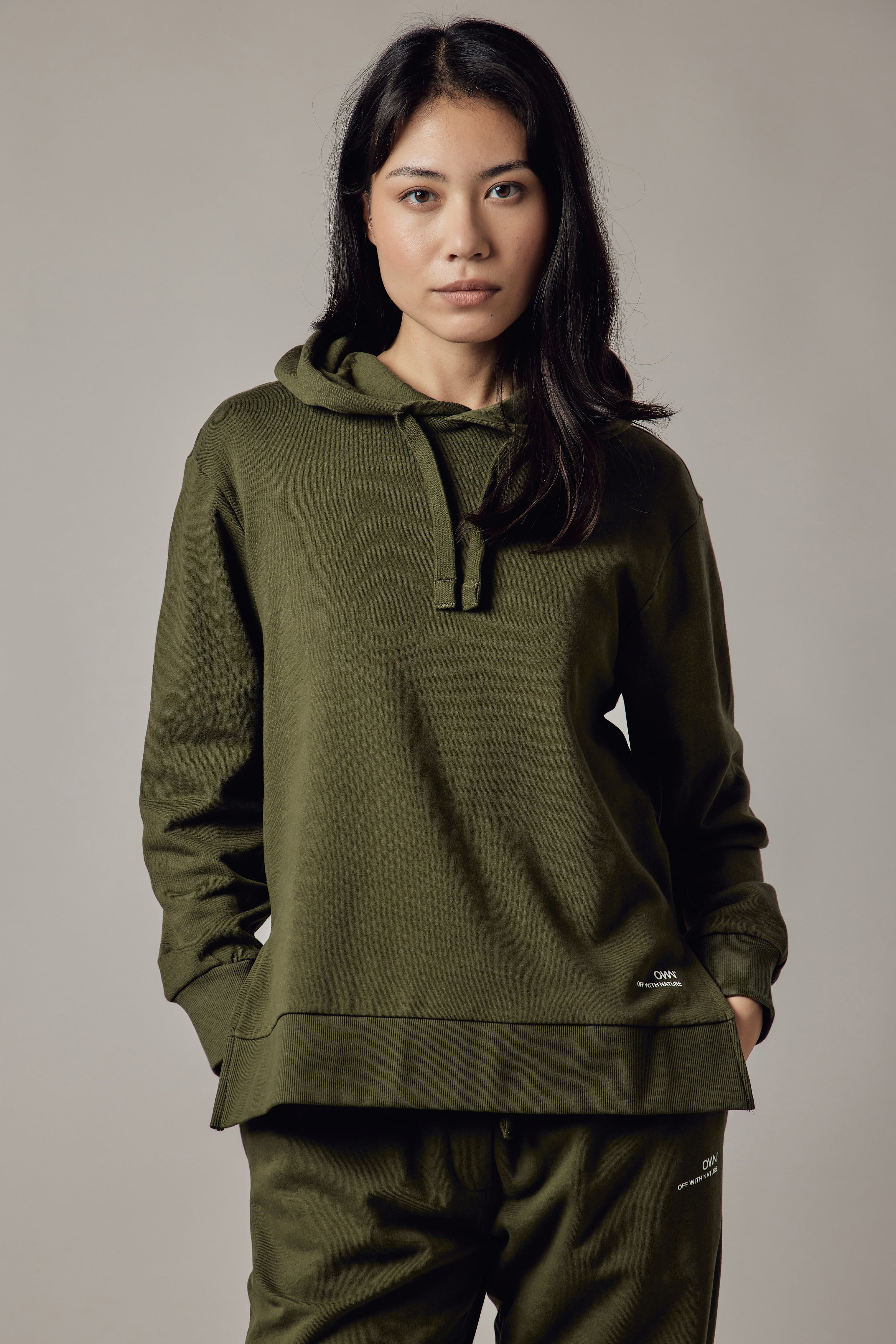 Brushed Hoodie with Side Slits