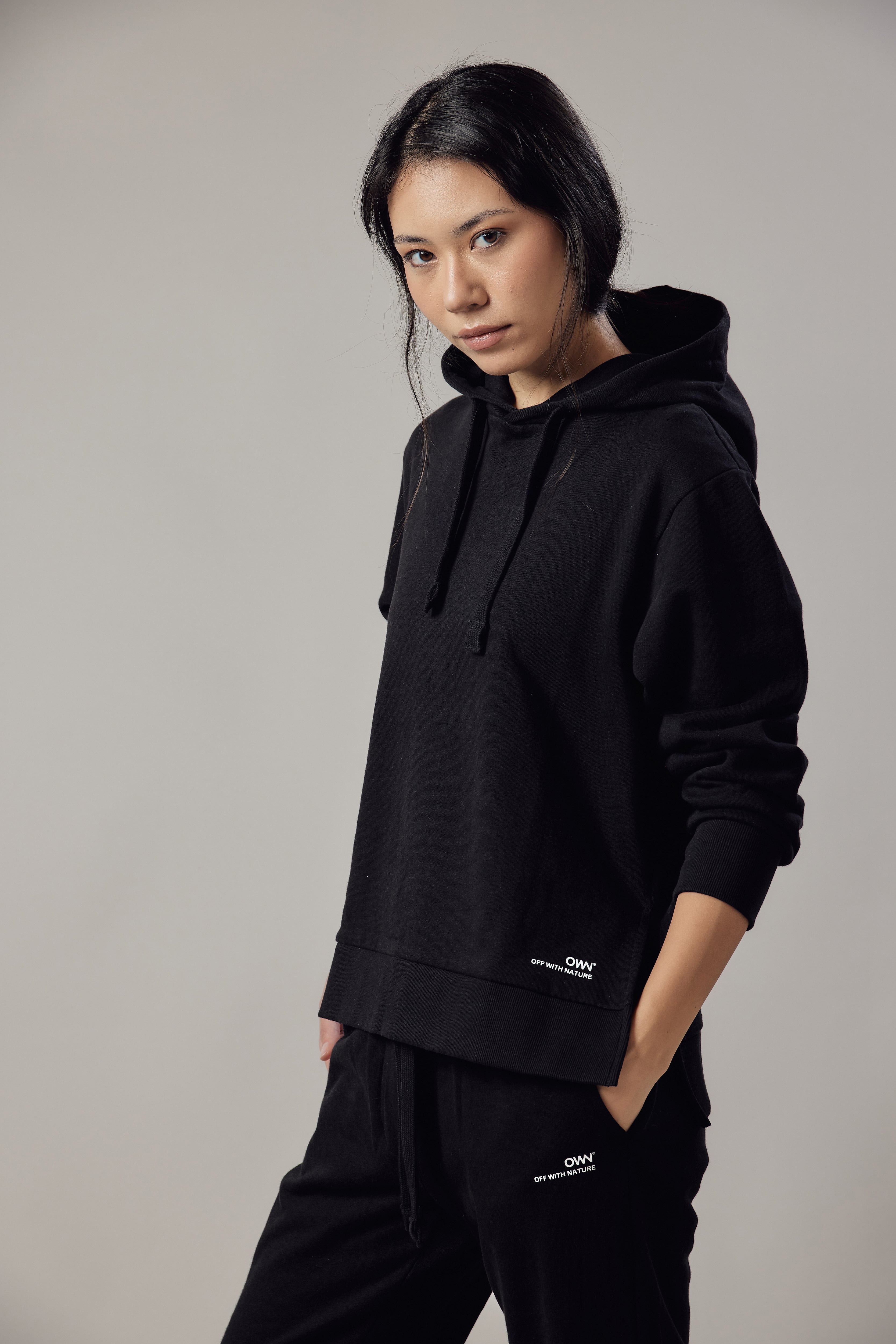 Brushed Hoodie with Side Slits