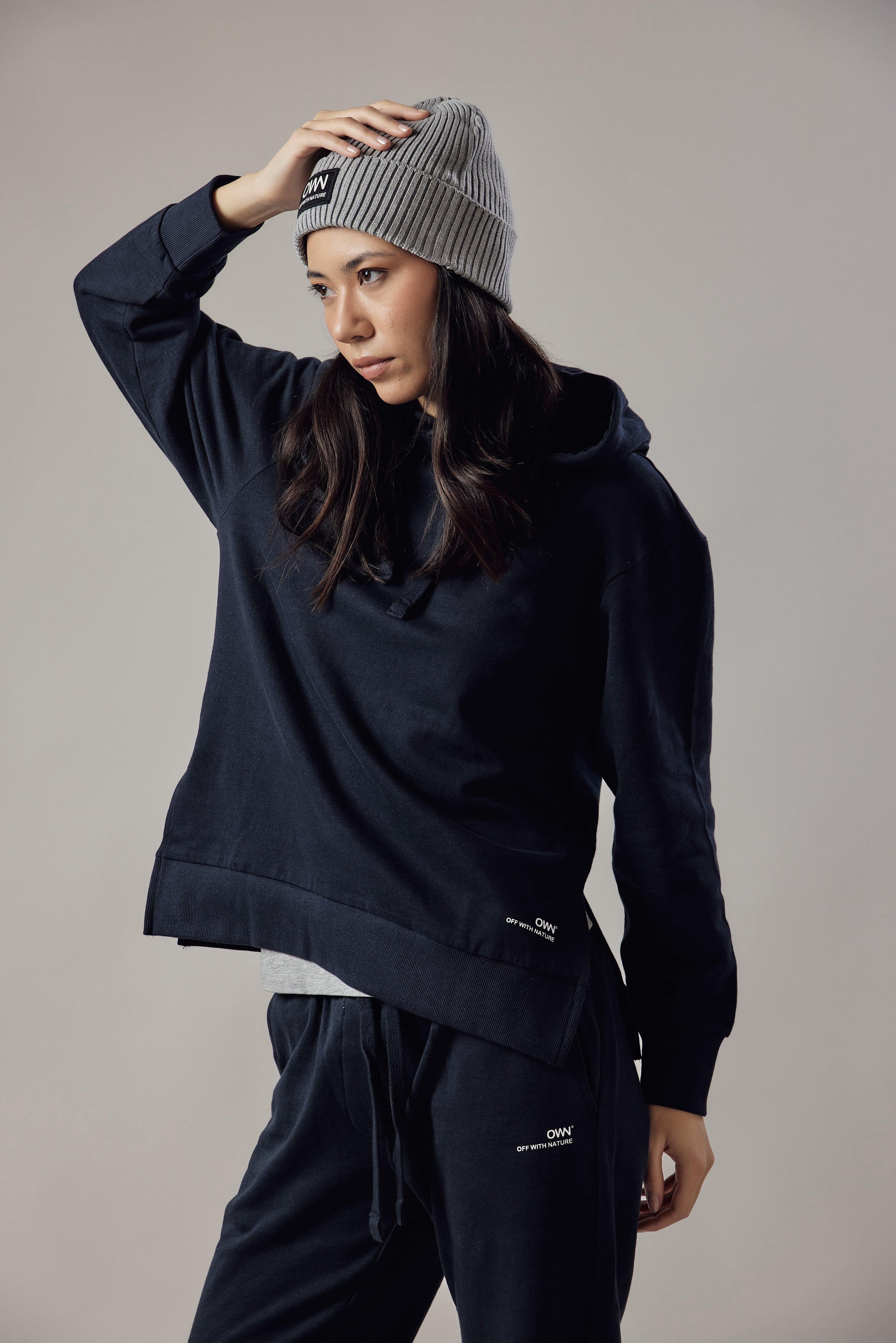 Brushed Hoodie with Side Slits