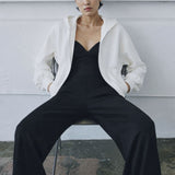 Felpa con Cappuccio e Zip in Interlock Off White