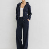 Navy Interlock Zip-Up Hoodie