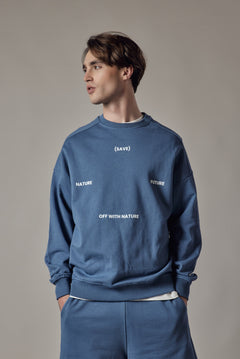 Set Felpa Girocollo + Joggers Loose Fit – Blu Polvere