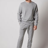Light Grey Mélange Crewneck Sweatshirt + Joggers Set