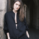 Giubbotto Bomber Loose Fit in Interlock Black