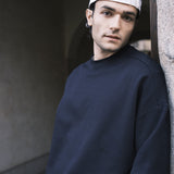 Felpa Girocollo Loose Fit in Interlock Navy