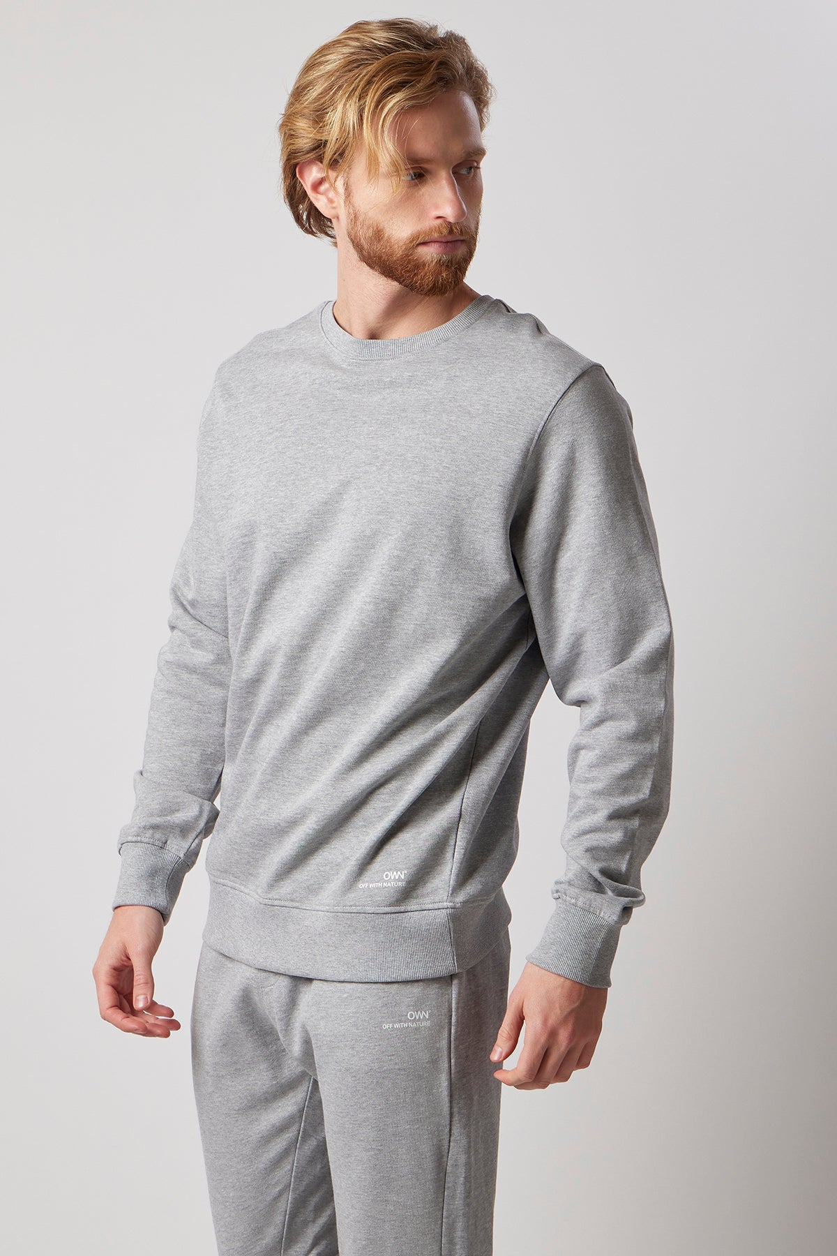 Set Felpa Girocollo + Joggers Grigio Chiaro Melange