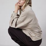 Beige Interlock Loose Fit Bomber Jacket