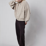Beige Interlock Loose Fit Bomber Jacket