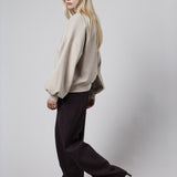 Beige Interlock Loose Fit Bomber Jacket