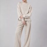 Felpa Girocollo Loose Fit in Interlock Beige