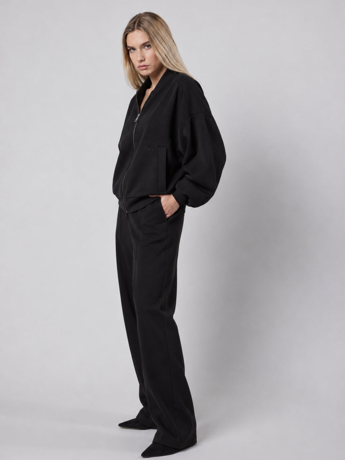 Giubbotto Bomber Loose Fit in Interlock Black