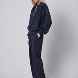 Giubbotto Bomber Loose Fit in Interlock Navy