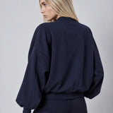 Giubbotto Bomber Loose Fit in Interlock Navy
