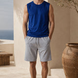 Pantaloncino in Jersey Grigio Chiaro Melange