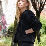 Black Interlock Zip-Up Hoodie