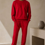 Set Felpa Girocollo + Joggers Rosso