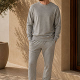 Set Felpa Girocollo + Joggers Grigio Chiaro Melange