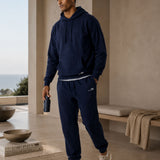 Set Felpa Felpata con Cappuccio + Joggers Felpati Blu