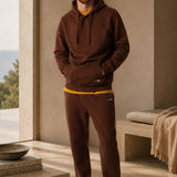 Set Felpa Felpata con Cappuccio + Joggers Felpati Marrone
