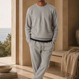 Set Felpa Felpata Girocollo + Joggers Felpati Grigio Chiaro Melange