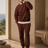 Set Felpa Felpata Girocollo + Joggers Felpati Marrone