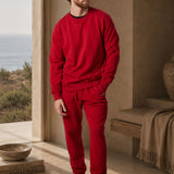 Set Felpa Felpata Girocollo + Joggers Felpati Rosso