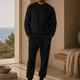 Set Felpa Felpata Girocollo + Joggers Felpati Nero
