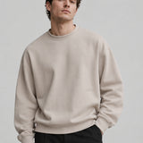 Felpa Girocollo Loose Fit in Interlock Beige