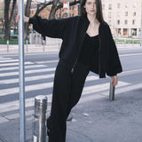 Pantalone Palazzo Loose Fit in Interlock Black