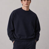 Felpa Girocollo Loose Fit in Interlock Navy