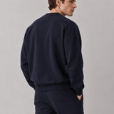 Felpa Girocollo Loose Fit in Interlock Navy