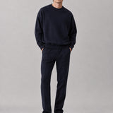 Felpa Girocollo Loose Fit in Interlock Navy