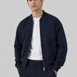 Giubbotto Bomber Loose Fit in Interlock Navy