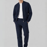 Giubbotto Bomber Loose Fit in Interlock Navy