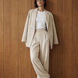 Giacca Blazer Doppiopetto in Interlock Beige