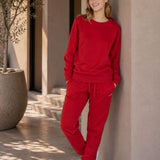 Set Felpa Felpata Girocollo + Joggers Felpati Rosso