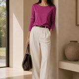T-Shirt a Manica Lunga Fucsia