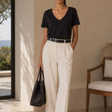 T-Shirt Scollo Profondo a V Nero