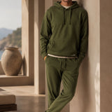 Felpa Felpata con Cappuccio Verde Militare