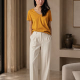 Deep Neck Ochre T-Shirt