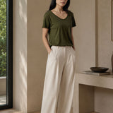 T-Shirt Scollo Profondo Verde Militare