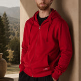Felpa Felpata con Cappuccio e Zip Rosso