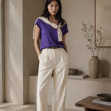 T-Shirt Scollo a V Viola