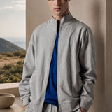 Felpa Felpata con Zip Grigio Chiaro Melange