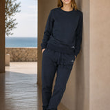 Set Felpa Felpata Girocollo + Joggers Felpati Blu