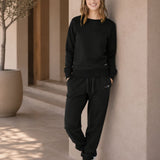 Set Felpa Felpata Girocollo + Joggers Felpati Nero