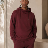 Felpa con Cappuccio in Interlock Prune