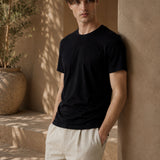 Black Stretch Crew Neck T-Shirt