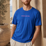 Rundhals-T-Shirt mit Spruch Kobaltblau