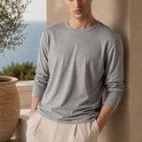 Light Grey Mélange Long-Sleeved T-Shirt